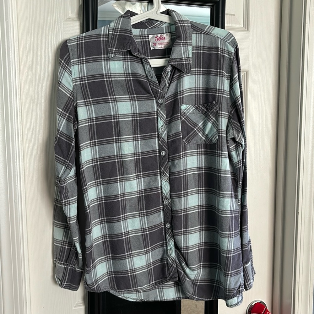 Justice Girls Grey and Mint Flannel - Size 20